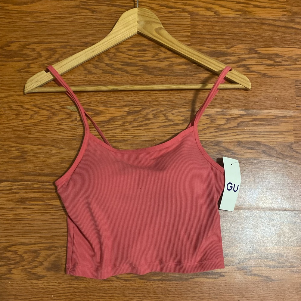 GU crop top red/pink built in braless NWT